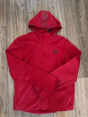 Adidas Size M red Men's Team Issue Full-Zip Hooded Sweatshirt